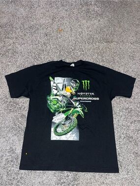 Alstyle Black Graphic Tee with Neon Green Accent